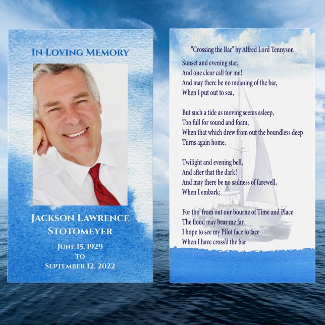  Funeral Photo Sympathy Memorial Prayer Card (In Loving Memory Keepsake Card for funerals, Celebration of Life or insert in a Thank you card. )