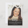 Funeral Photo White Blossom Floral Thank You Card