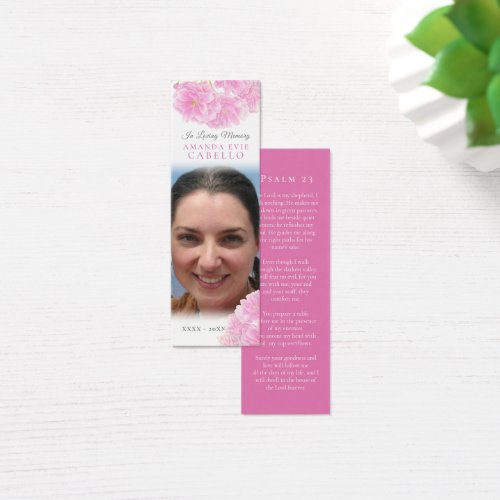 Funeral pink spring blossom poem photo bookmark