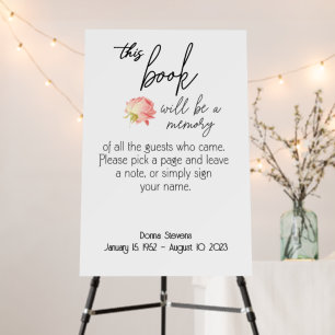 Funeral Poem Sign, this book will be a memory Foam Board