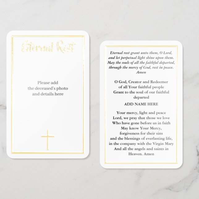 Funeral prayer card (Front & Back)