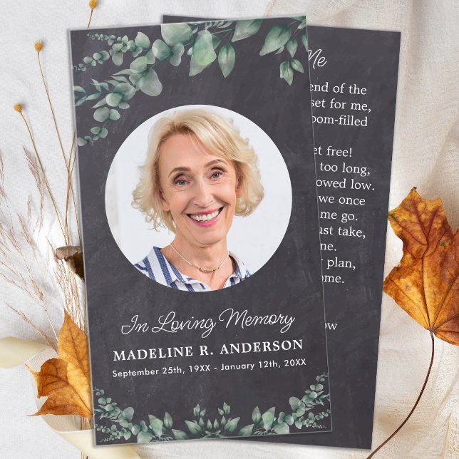 Funeral Prayer Card Eucalyptus Memorial Photo (Creator Uploaded)