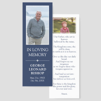 Funeral Prayer Card in Blue with Photos Bookmarks