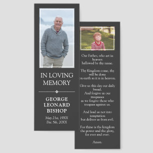 Funeral Prayer Card in Matte Black with Photos Bookmarks