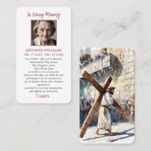 Funeral Prayer Card Memorial Loss Jesus Cross 