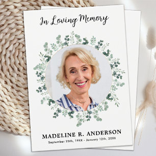 Funeral Prayer Card Photo Sympathy Memorial 
