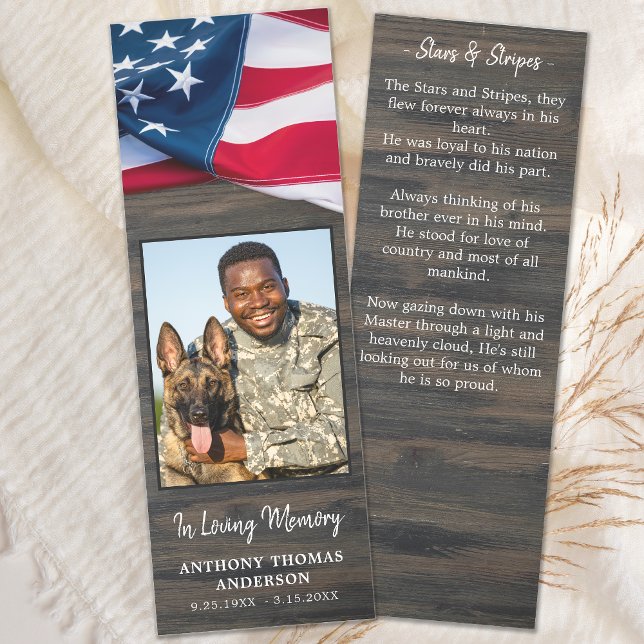 Funeral Prayer Card Stars Stripes Poem US Flag Bookmarks (Creator Uploaded)