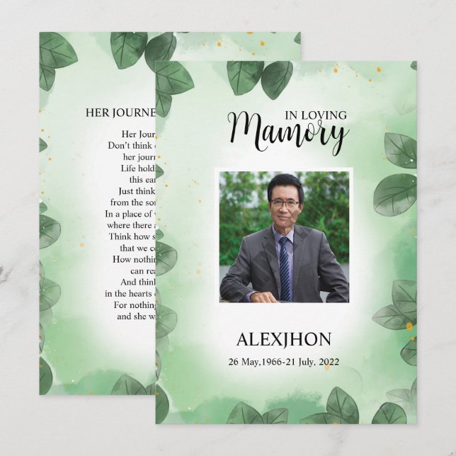 Funeral Prayer Card Template  (Front/Back)