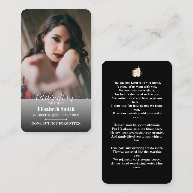 Funeral Prayer Cards – Celebration of Life Memoria (Front/Back)