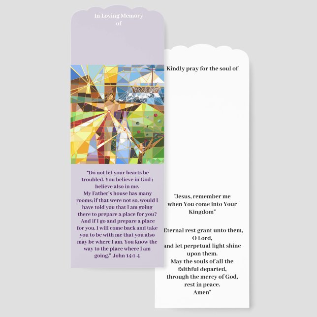Funeral prayer memorial bookmarks (Front & Back)