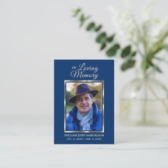 FUNERAL PRAYER THANK YOU Navy Blue PHOTO Business Card | Zazzle