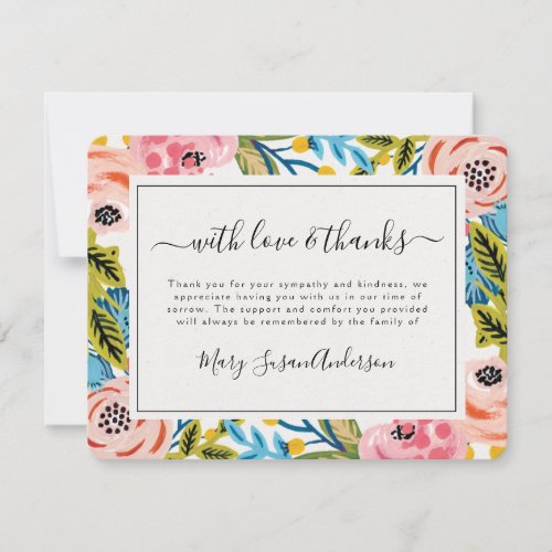 Funeral Pretty Florals Memorial Thank You Note