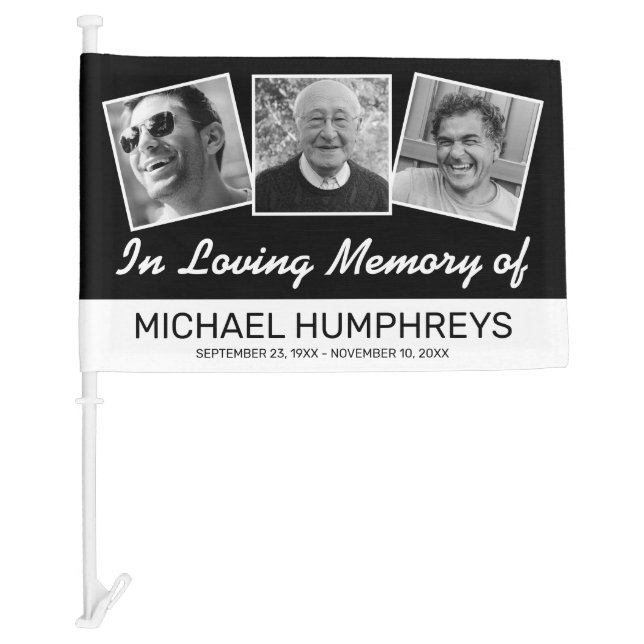 Funeral Procession 3 Photo Memorial Car Flag (Front)