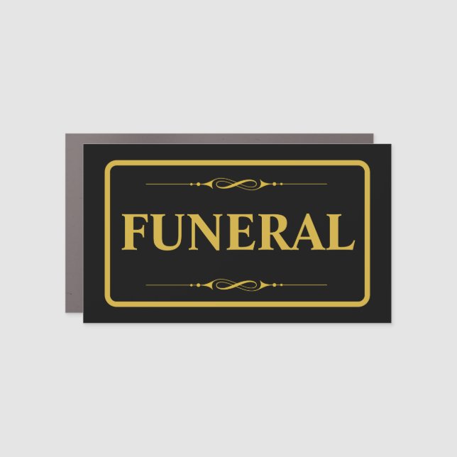 Funeral Procession Elegant Gold on Black Car Magnet (Front)