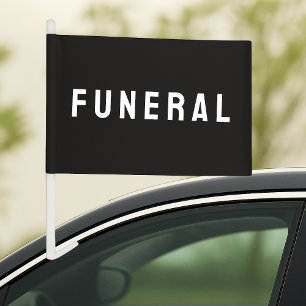 Funeral Procession Hearse Black Car Flag