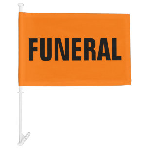 Funeral Procession Hearse Orange Car Flag