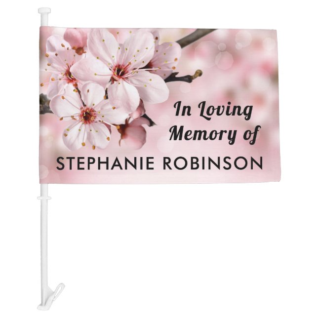 Funeral Procession Hearse | Pink Blossom Car Flag (Front)