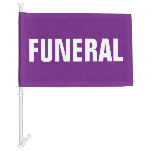 Funeral Procession Hearse Purple White Car Flag