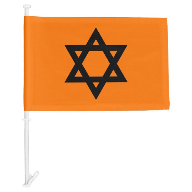 Funeral Procession | Orange Black Star of David Car Flag (Front)