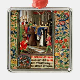 Funeral procession with grave-diggers metal ornament