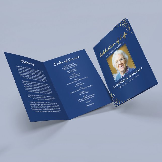 Funeral Program | Blue Gold Order of Service (Creator Uploaded)