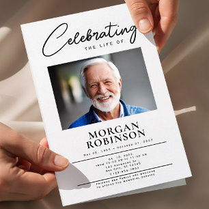Funeral Program, Celebration of Life,Black & White Flyer