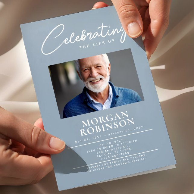 Funeral Program, Celebration of Life, Dusty Blue Flyer (Funeral Program, Celebration of Life, Dusty Blue Flyer)