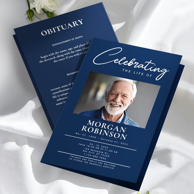 Funeral Program | Celebration of Life – Navy Blue Flyer (Creator Uploaded)