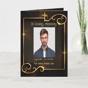 Funeral Program Christian Elegant Gold Black