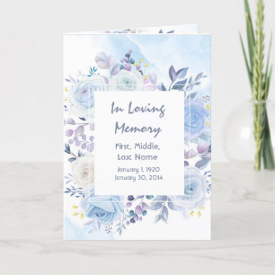 Funeral Program Custom Blue Flowers