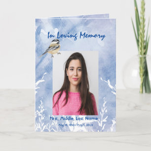 Funeral Program Custom Chickadee Blue winter