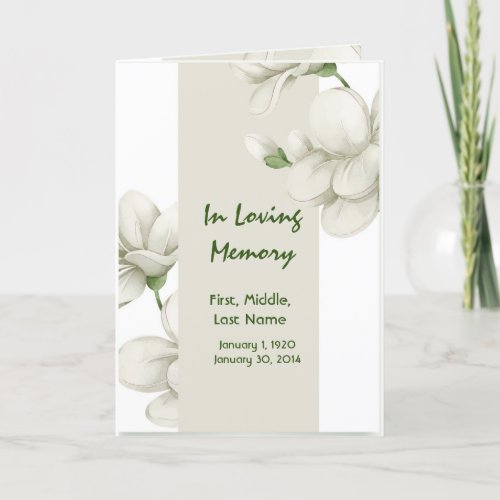 Funeral Program Custom White Flowers