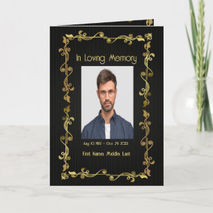 Funeral Program Elegant Gold Black