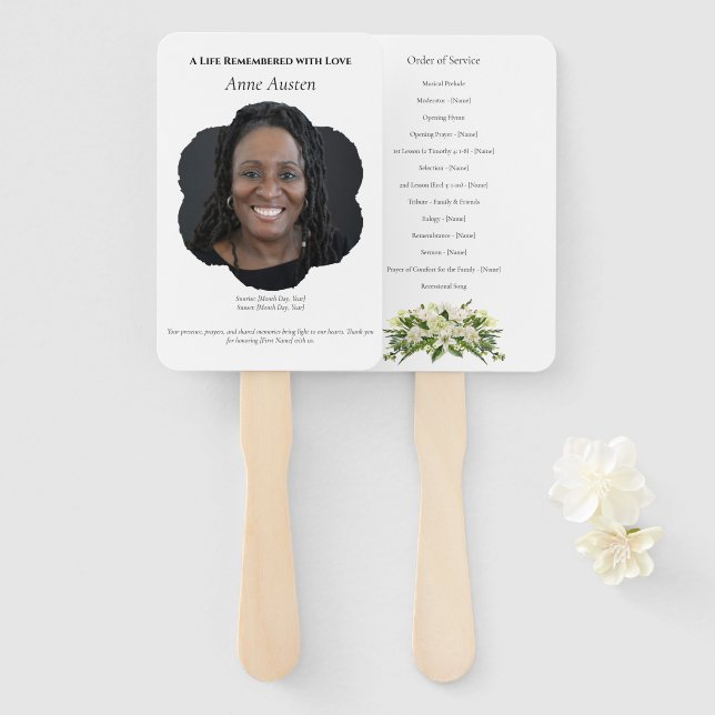 Funeral Program Fan Spiritual & Comforting (Front and Back)