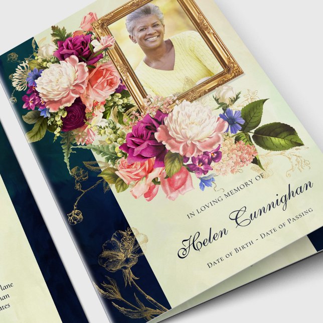 Funeral Program Floral | Funeral Order Service (Vintage Flowers Funeral Program | Funeral Order of Service)