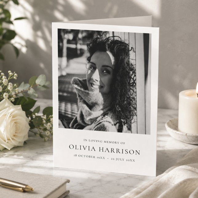 Funeral Program | Folded Memorial Order of Service (Personalized folded funeral program with photo for memorial and celebration of life services.)