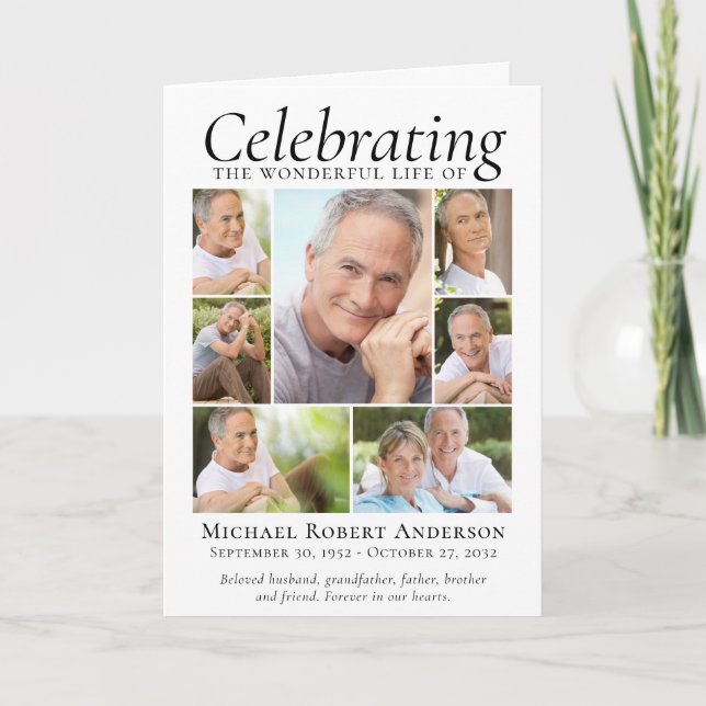 Funeral Program Folded | Modern Photo Collage (Front)