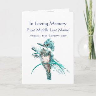 Funeral Program Kingfisher Watercolor Bird