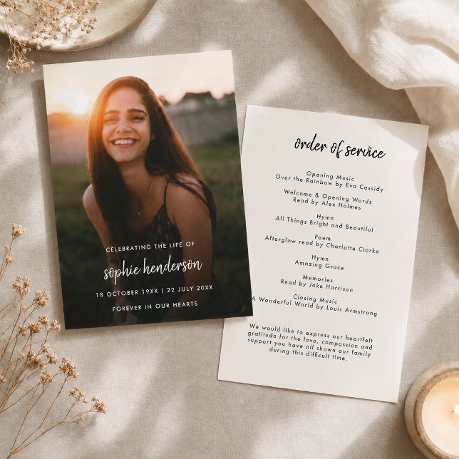 Funeral Program | Memorial Order of Service (Elegant memorial stationery design for a celebration of life or remembrance ceremony.)