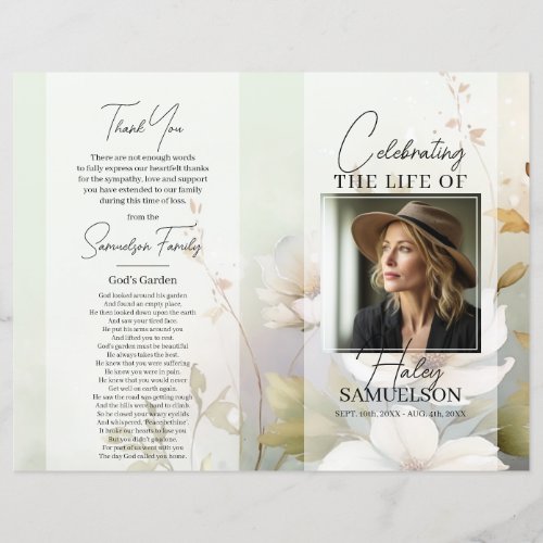 Funeral PROGRAM Memorial Wildflowers Thank | PHOTO