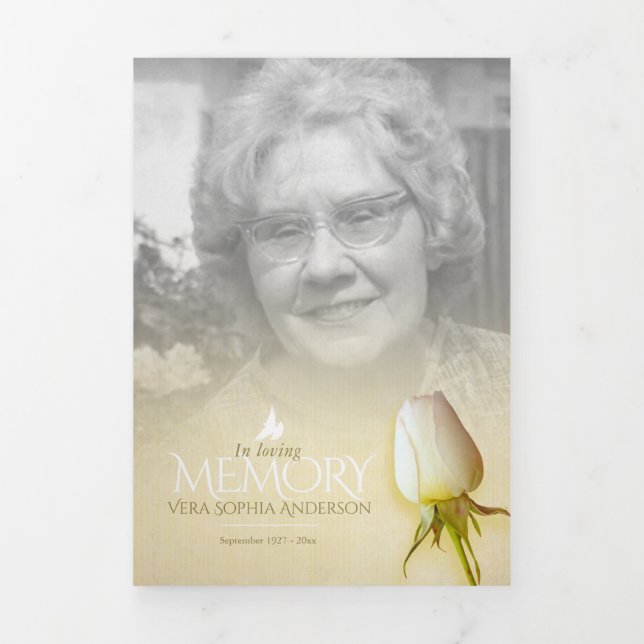 Funeral program order of service cream rose (Cover)