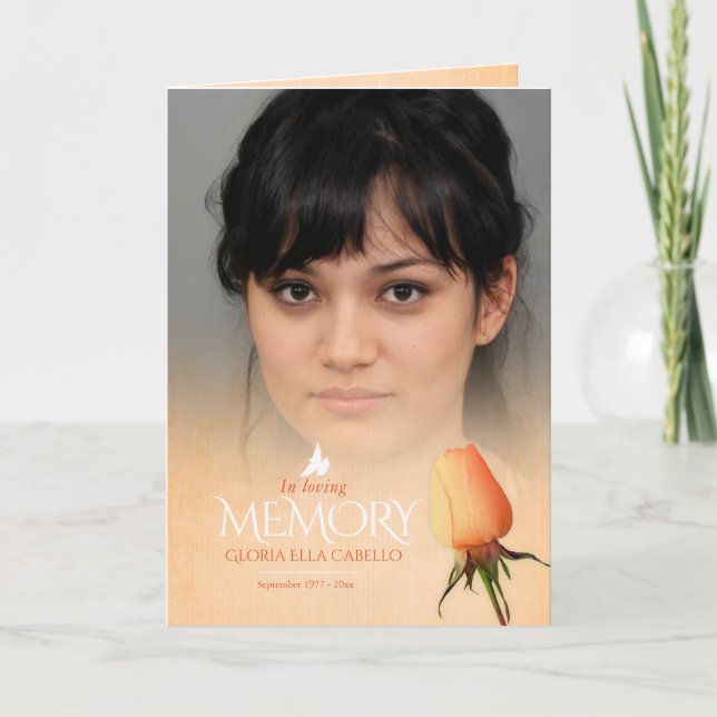 Funeral program order of service orange rose (Front)