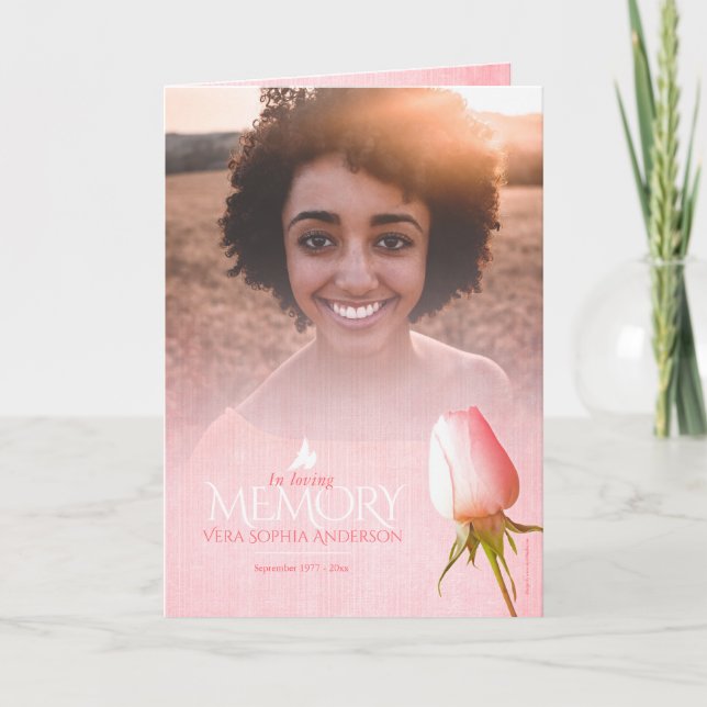 Funeral program order of service pink rose (Front)