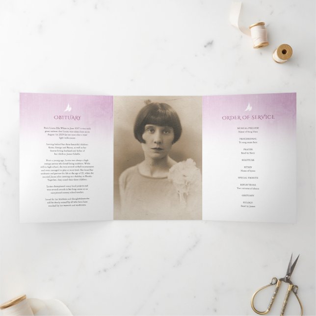 Funeral program order of service purple rose (Inside)