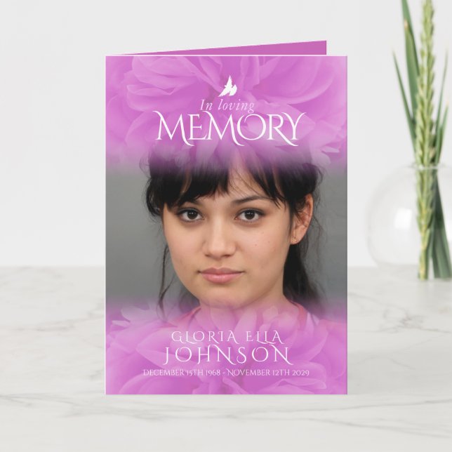 Funeral program order of service purple rose photo (Front)