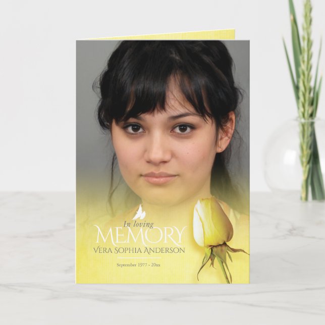 Funeral program order of service yellow rose (Front)