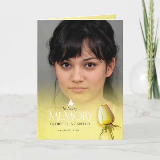 Funeral program order of service yellow rose (Front)