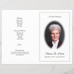 Funeral Program | Photo with Gold Trim Flyer