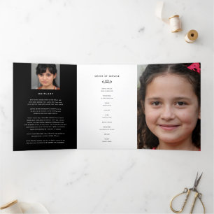 Funeral program service in our hearts black white