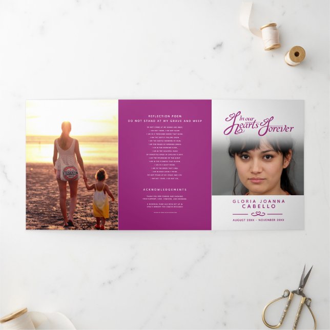 Funeral program service in our hearts mulberry (Outside)